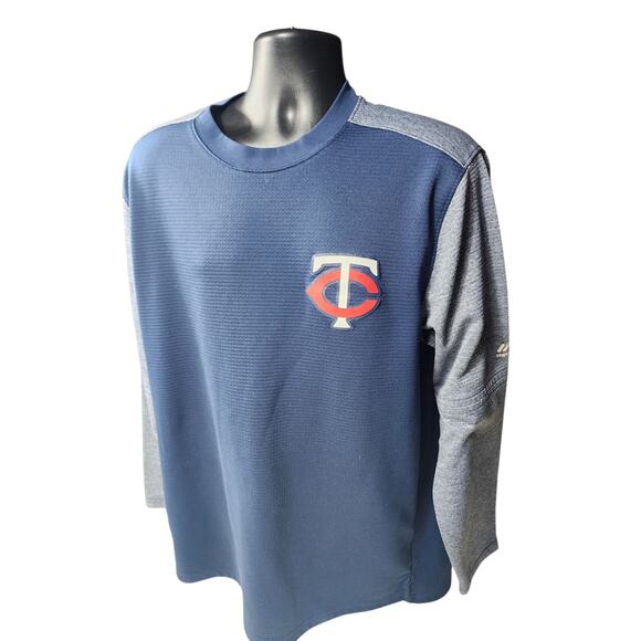 Majestic MLB Minnesota Twins Pullover Shirt Mens XL Long Sleeve Thermabase - Picture 8 of 12